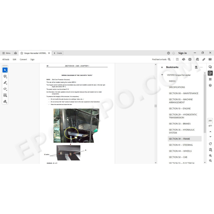 New Holland Grape Harvester VX7090 service manual