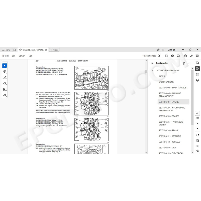 New Holland Grape Harvester VX7090 service manual
