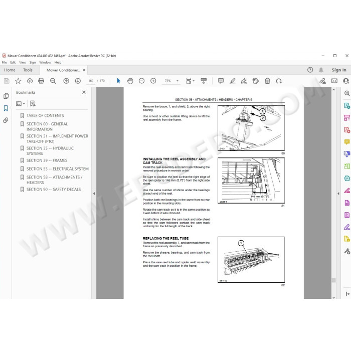 New Holland Disc Mower Conditioner 474 489 492 1465 service manual