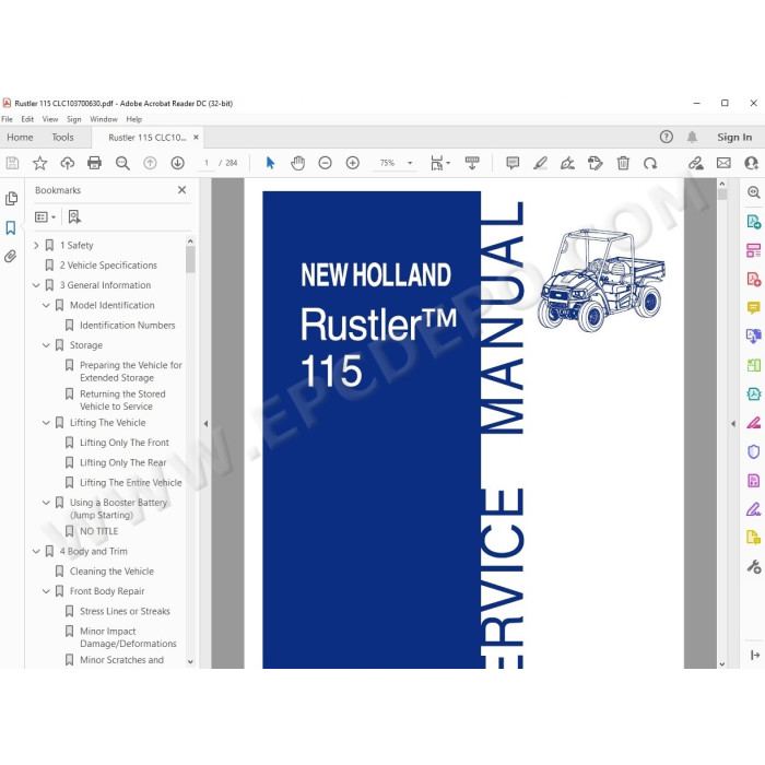 New Holland Utility vehicle Rustler 115 service manual