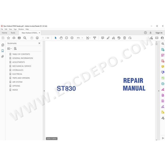 New Holland Seeder ST830 service manual