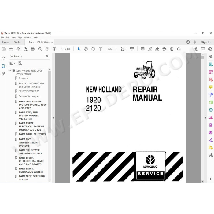 New Holland Tractor 1920 2120 service manual
