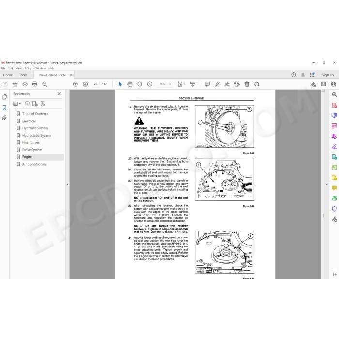 New Holland Windrower 2450 2550 service manual