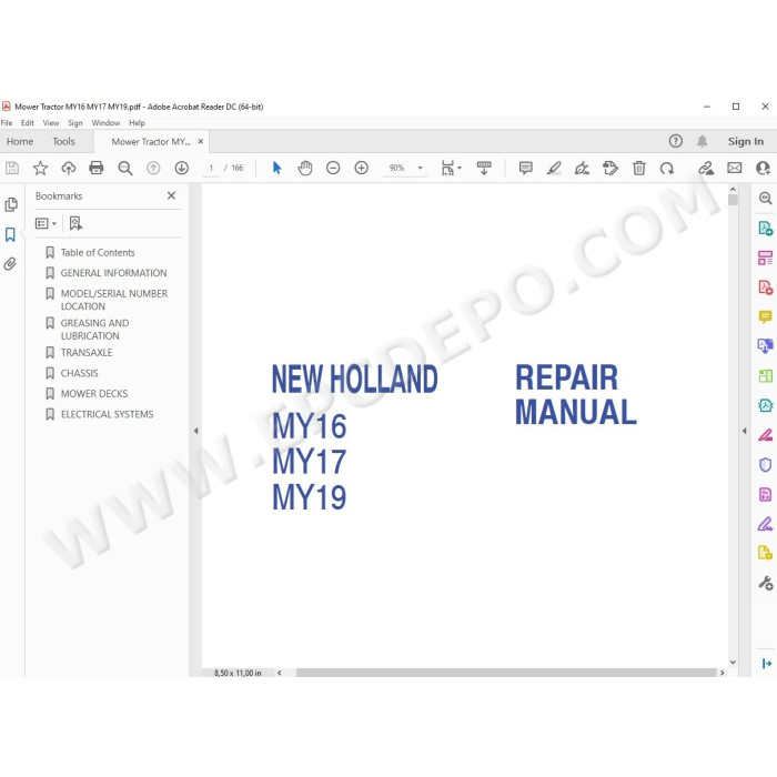 New Holland Tractor Mower MY16 MY17 MY19 service manual