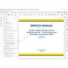 New Holland Tractor T8.320 T8.350 T8.380 T8.410 Powershift PST Tier 2 service manual