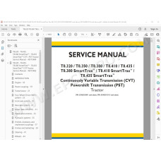 New Holland Tractor T8.320 T8.350 T8.380 T8.410 T8.435 CVT / PST Tier 4B service manual