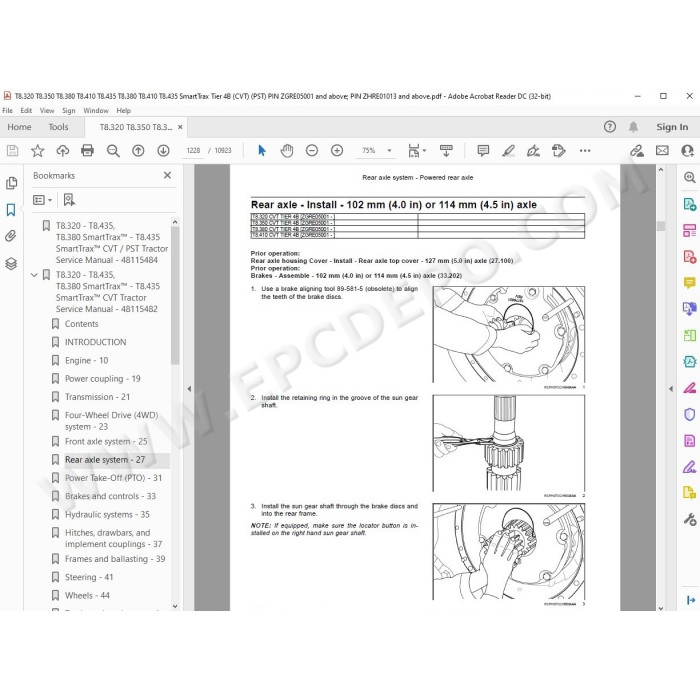 New Holland Tractor T8.320 T8.350 T8.380 T8.410 T8.435 CVT / PST Tier 4B service manual