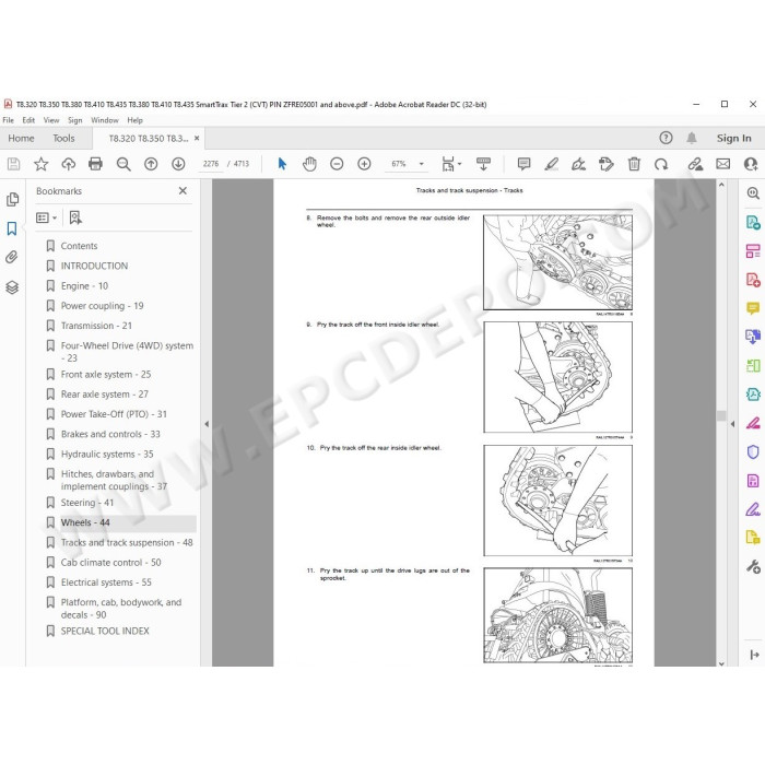 New Holland Tractor T8.320 T8.350 T8.380 T8.410 T8.435 CVT Tier 2 service manual