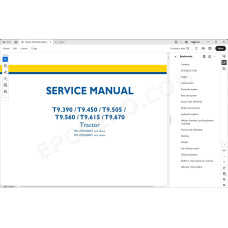 New Holland Tractor T9.390 T9.450 T9.505 T9.560 T9.615 T9.670 service manual