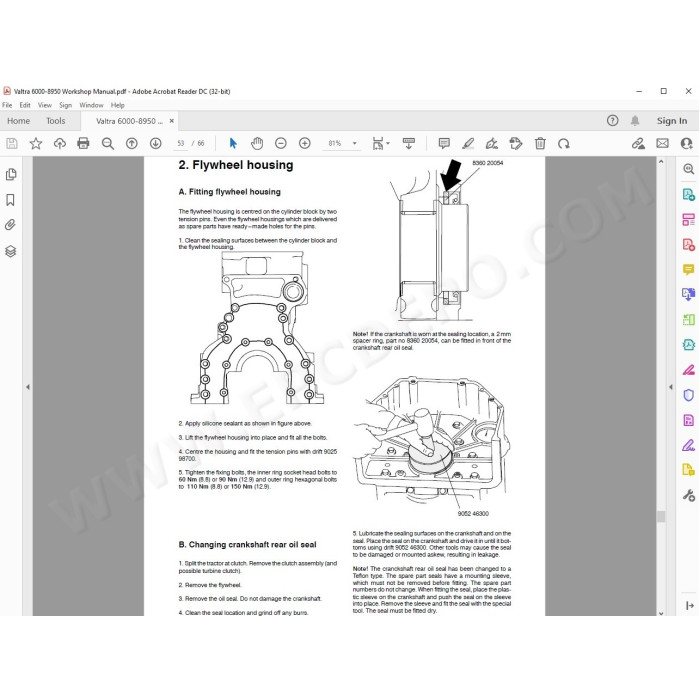 Valtra Tractor 6000 - 8000 series service & repair manual