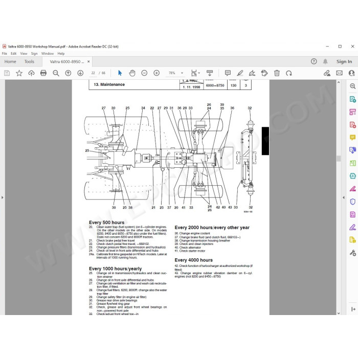 Valtra Tractor 6000 - 8000 series service & repair manual