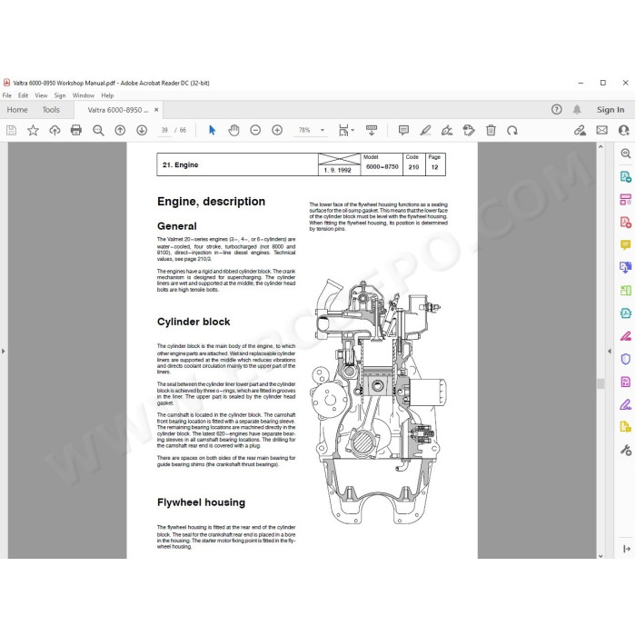Valtra Tractor 6000 - 8000 series service & repair manual
