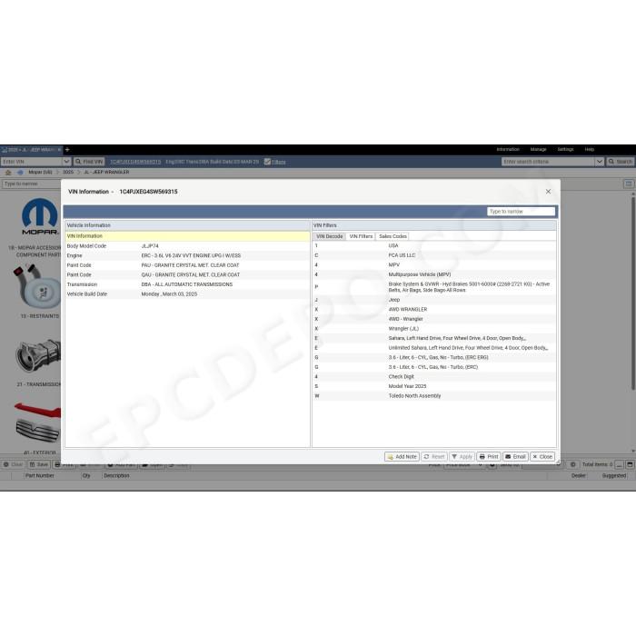 fiat chrysler fca automobiles mopar epc parts catalog 2026