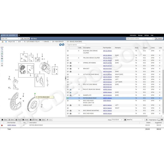 fiat chrysler fca automobiles mopar epc parts catalog 2025