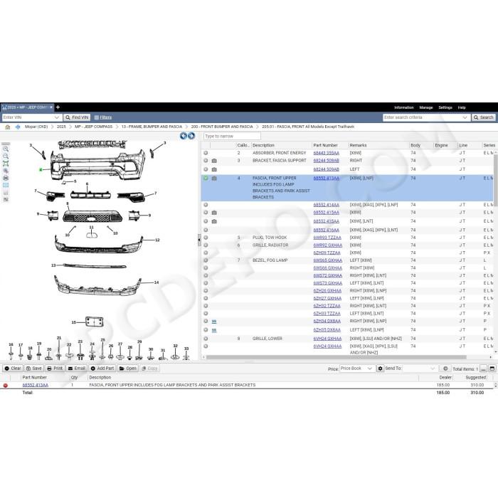 fiat chrysler fca automobiles mopar epc parts catalog 2025
