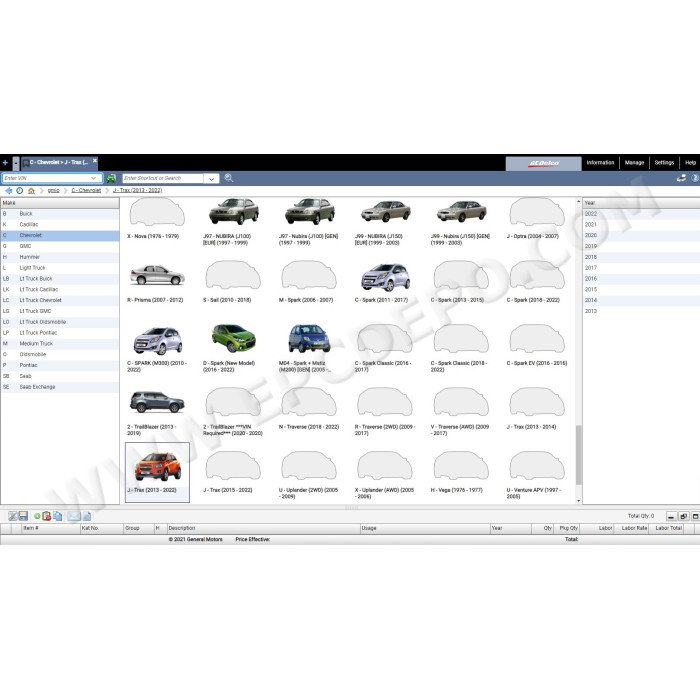 General Motors GM IO International EPC parts catalog 10.2021