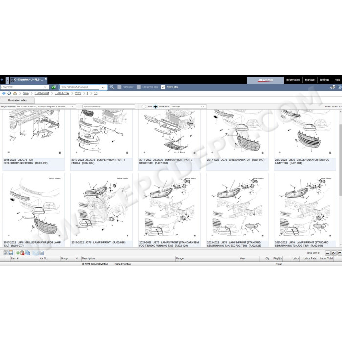 General Motors GM IO International EPC parts catalog 10.2021