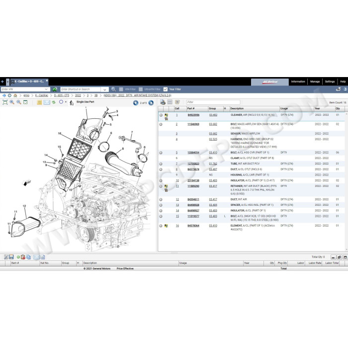 General Motors GM IO International EPC parts catalog 10.2021