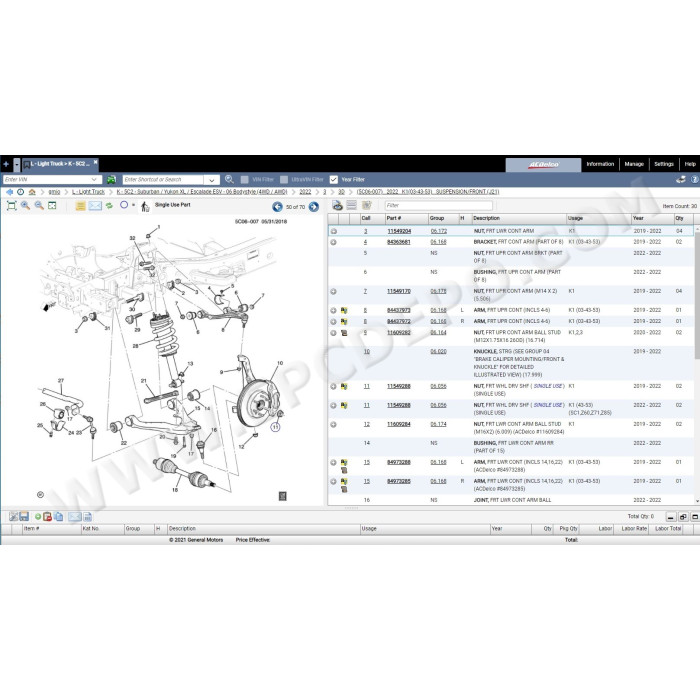 General Motors GM IO International EPC parts catalog 10.2021