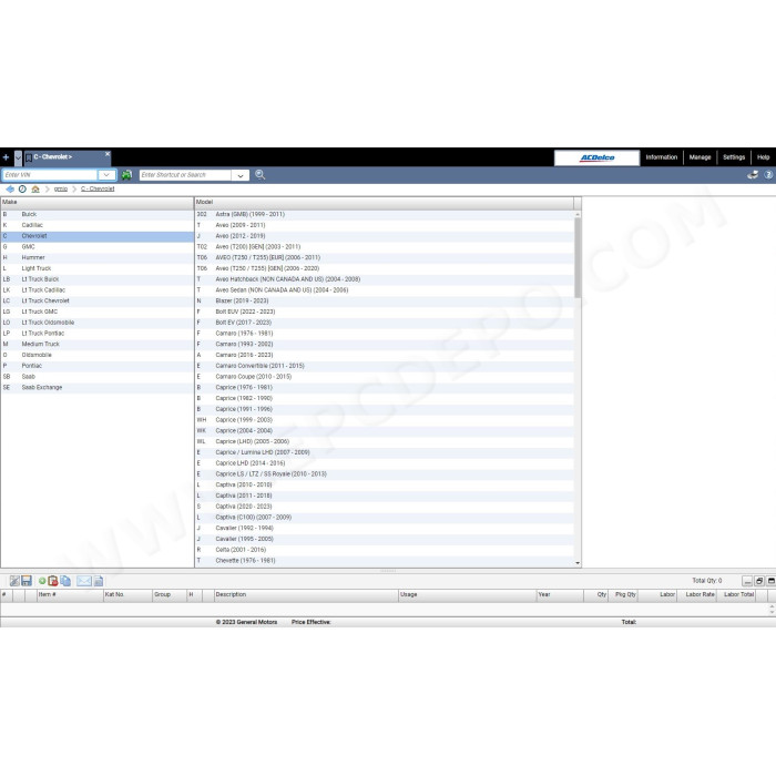 General Motors GM IO International EPC parts catalog 11.2022