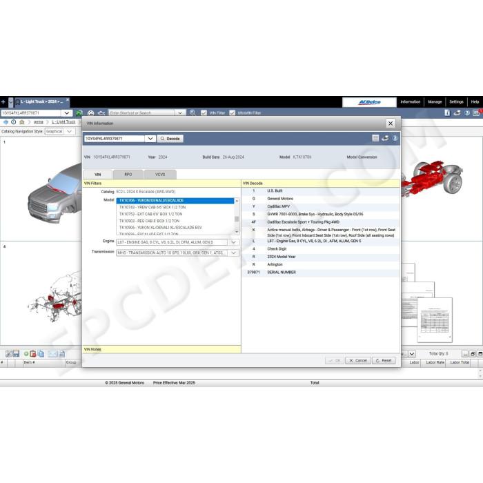 general motors gmna north america epc spare parts catalog 2025