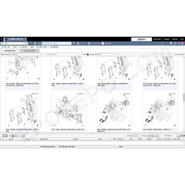 general motors gmna north america epc spare parts catalog 2025