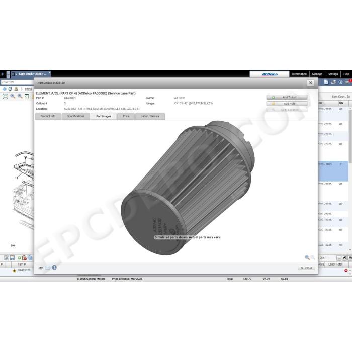 general motors gmna north america epc spare parts catalog 2025