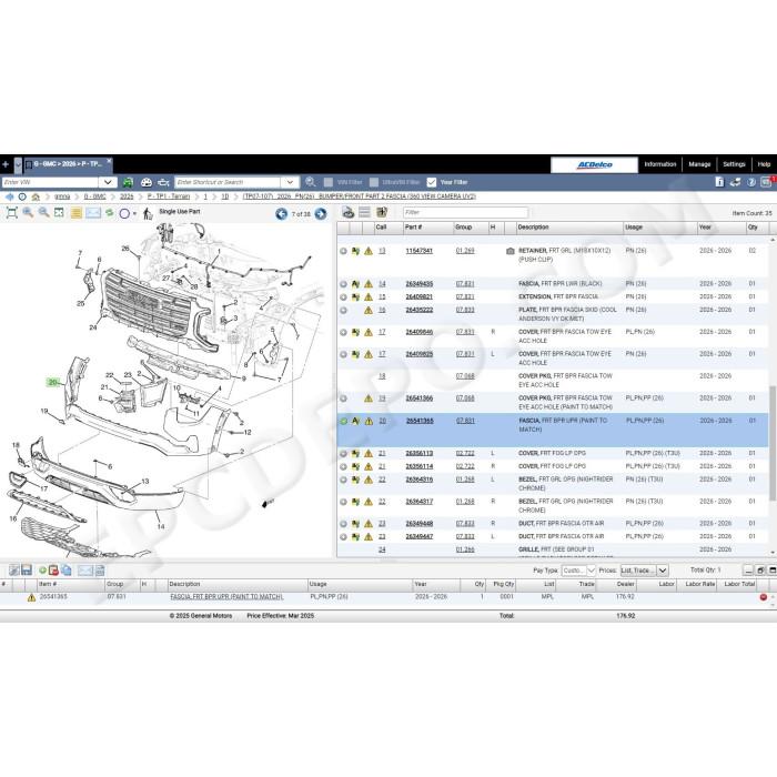 general motors gmna north america epc spare parts catalog 2025