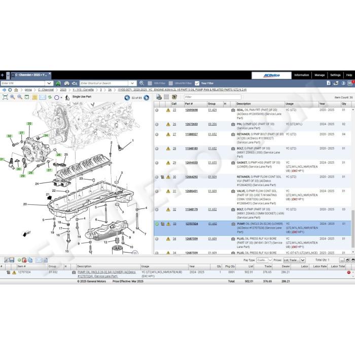 general motors gmna north america epc spare parts catalog 2025