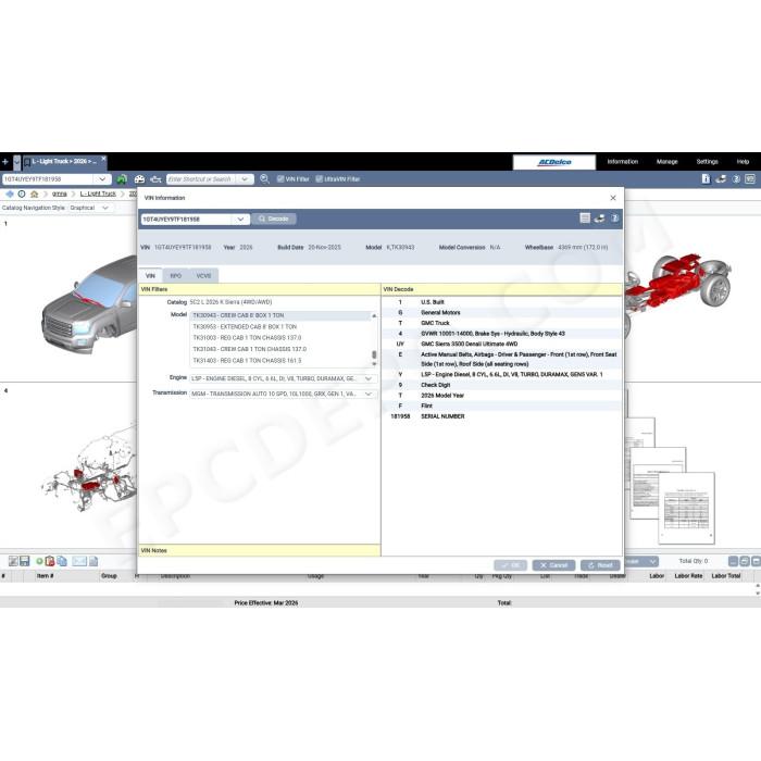 general motors gmna north america epc spare parts catalog 2026