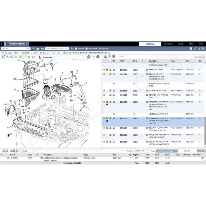 general motors gmna north america epc spare parts catalog 2026