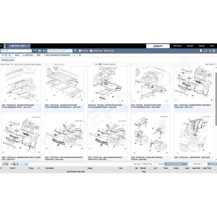 general motors gmna north america epc spare parts catalog 2026