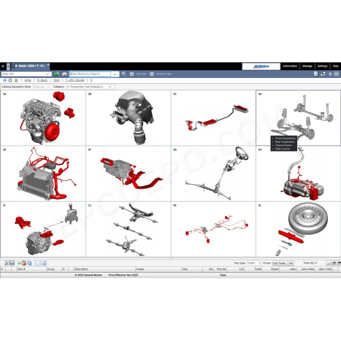 General Motors GM NA North America EPC parts catalog 11.2023