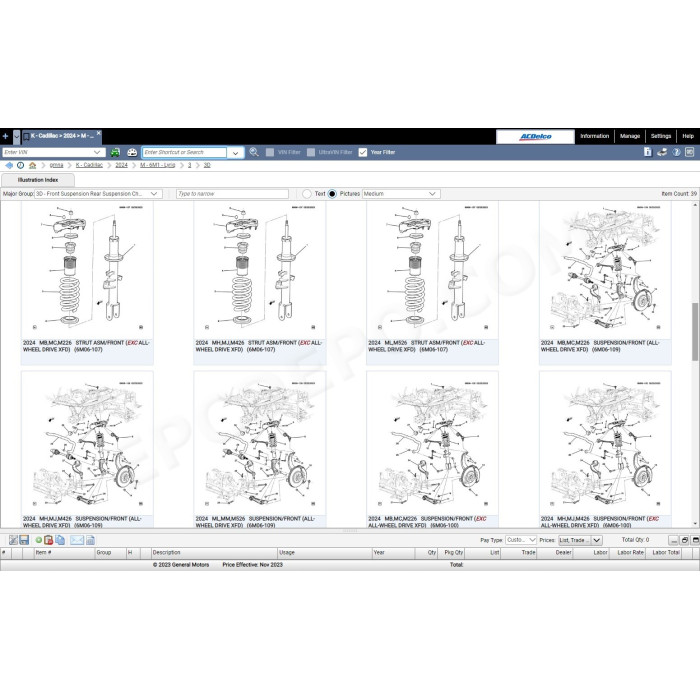 General Motors GM NA North America EPC parts catalog 11.2023