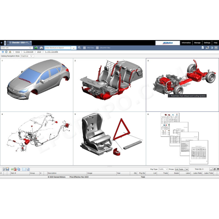 General Motors GM NA North America EPC parts catalog 11.2023