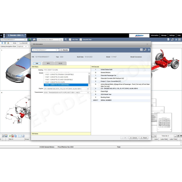 General Motors GM NA North America EPC parts catalog 11.2023