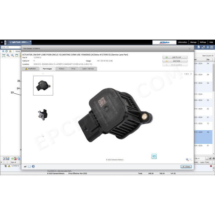 General Motors GM NA North America EPC parts catalog 11.2023