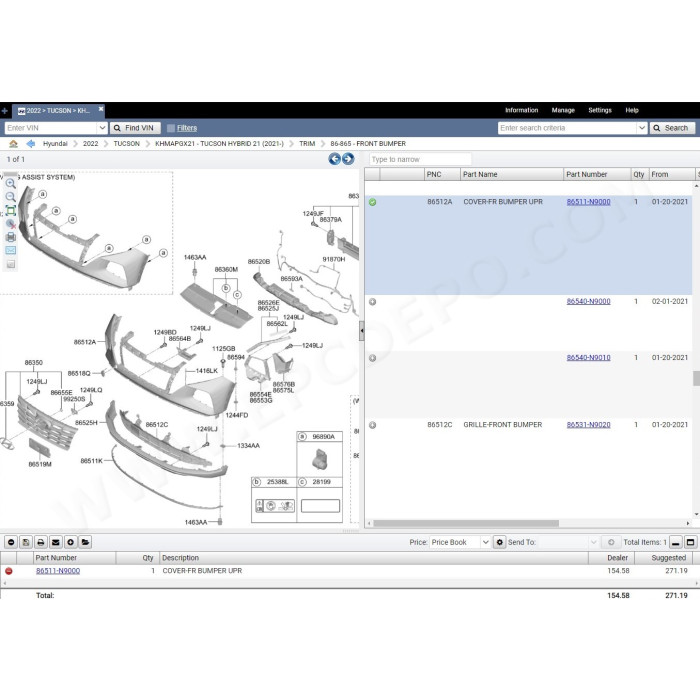 HYUNDAI NORTH AMERICA EPC 2022 PARTS CATALOG