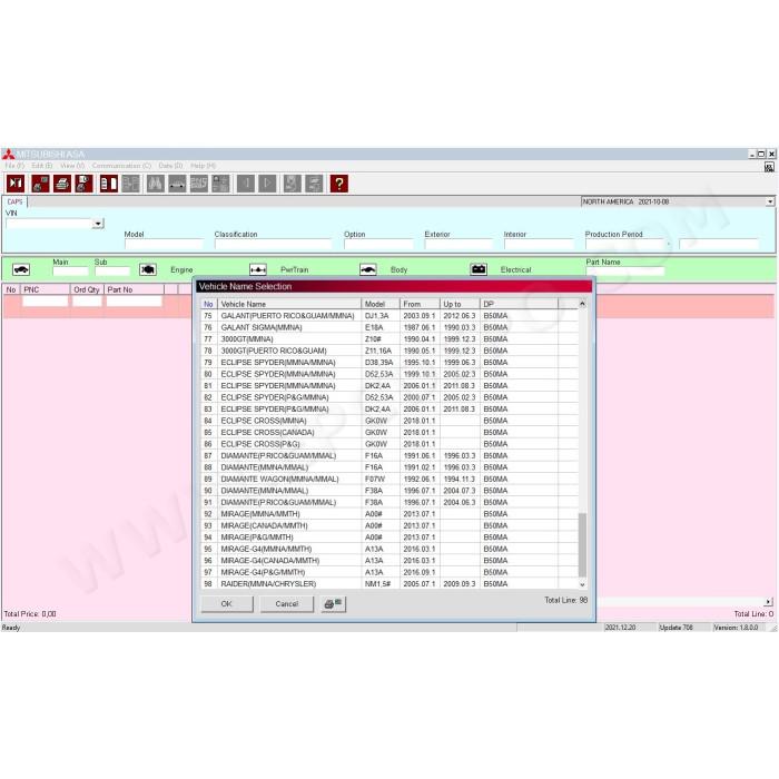 Mitsubishi Europe General USA Japan MMC ASA EPC parts catalog 2022