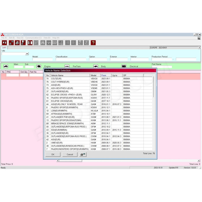 Mitsubishi Europe General USA Japan MMC ASA EPC parts catalog 2024