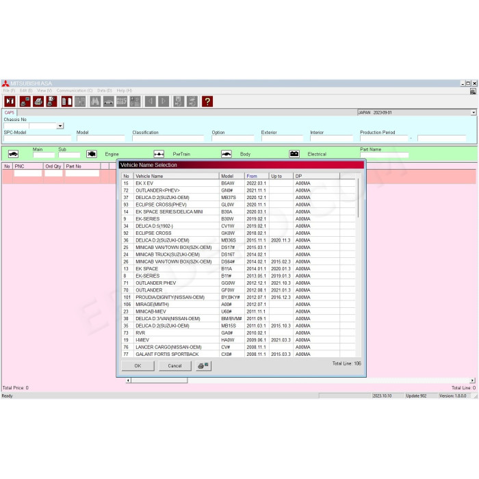 Mitsubishi Europe General USA Japan MMC ASA EPC parts catalog 2024