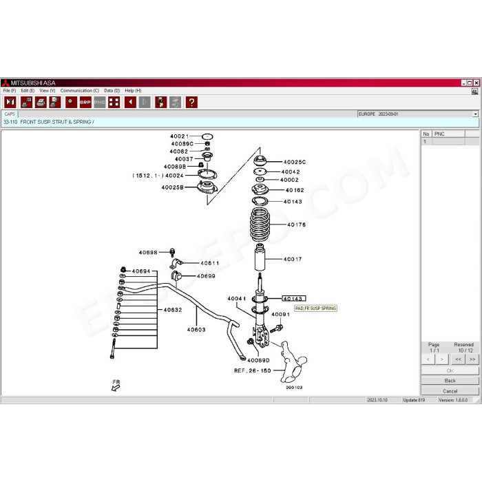 Mitsubishi Europe MMC ASA EPC parts catalog 2024