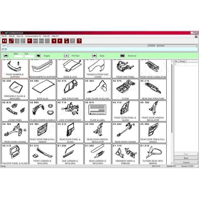 Mitsubishi Europe MMC ASA EPC parts catalog 2024