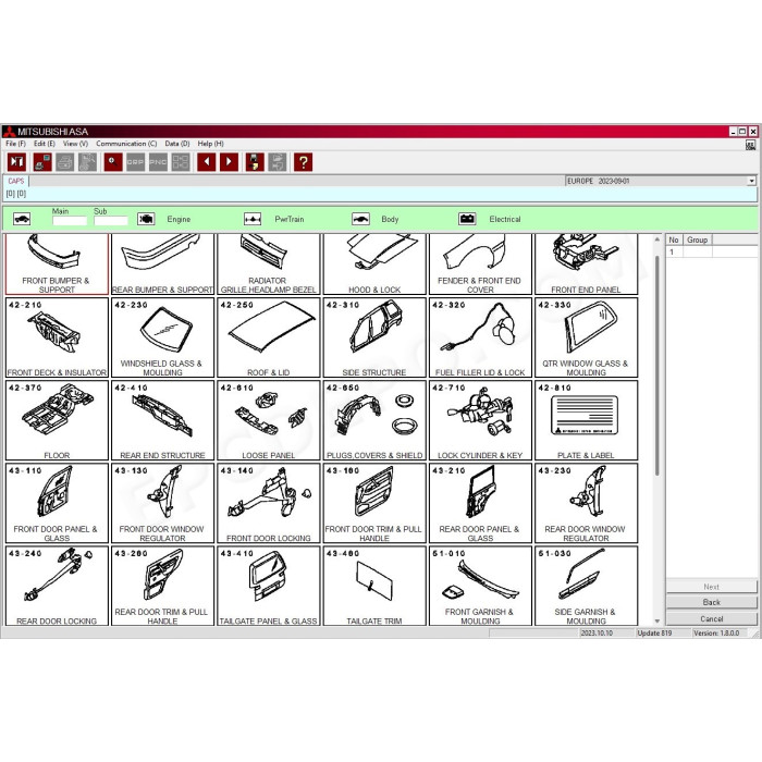 Mitsubishi Europe MMC ASA EPC parts catalog 2024
