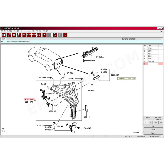 Mitsubishi Europe MMC ASA EPC parts catalog 2024