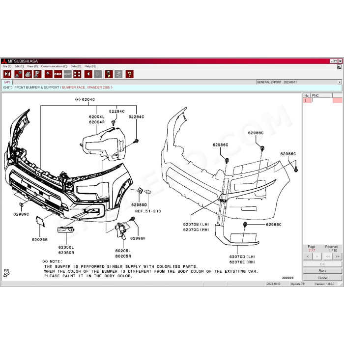 Mitsubishi General MMC ASA EPC parts catalog 2024