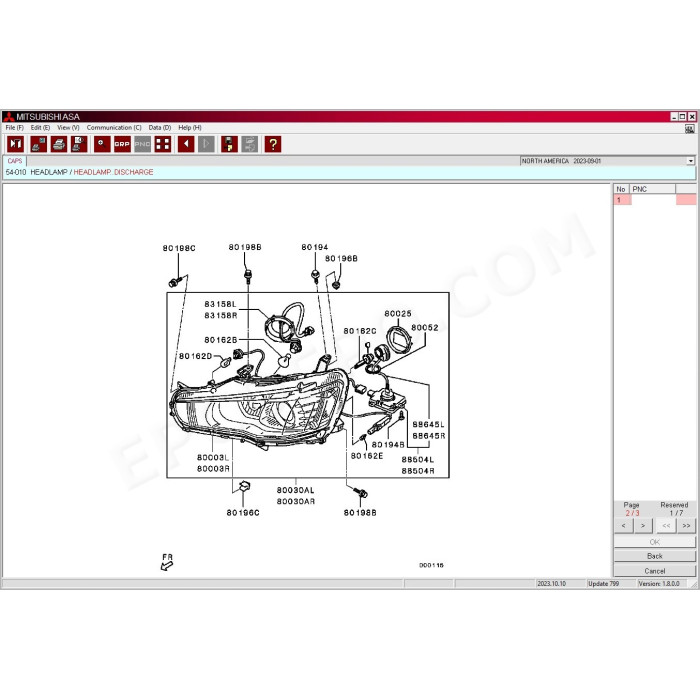 Mitsubishi North America MMC ASA EPC parts catalog 2023