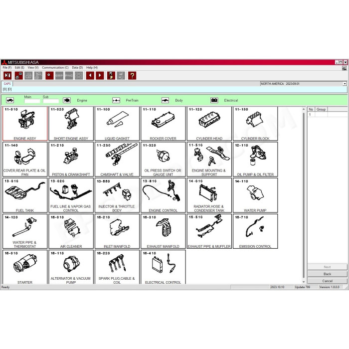 Mitsubishi North America MMC ASA EPC parts catalog 2023