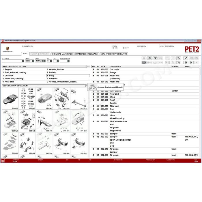 PORSCHE PET 8.0 2027 EPC PARTS CATALOG + UPDATES