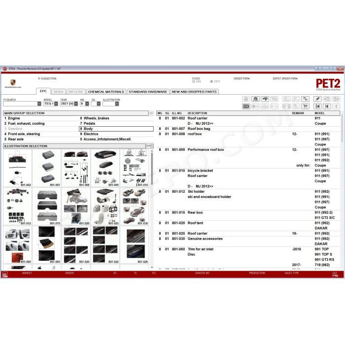 PORSCHE PET 8.0 2027 EPC PARTS CATALOG + UPDATES